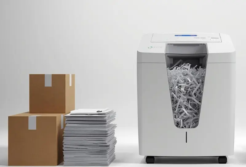 Trituradora de papel en alquiler procesando documentos